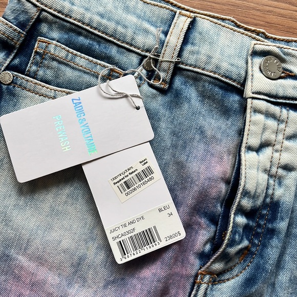 NWT Zadig & Voltaire Juicy Tie And Dye Denim Mini Skirt Size 34 (Medium) - Picture 4 of 8